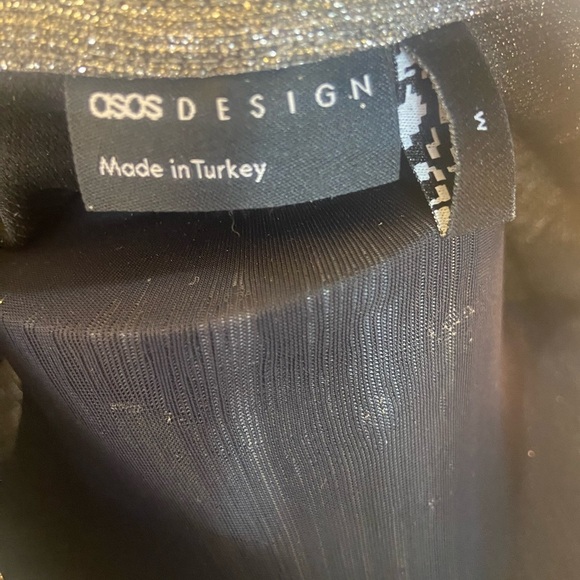 ASOS Design Silver Metallic One Shoulder Cut Out Top Medium - Picture 9 of 12